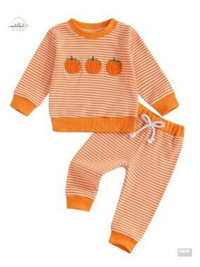 Toddler Halloween Pumpkin Costume Set 0-3T Cotton Sweatshirt Sweatpants